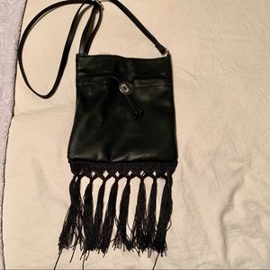 NWOT Black Boho Faux Leather Crossbody Bag